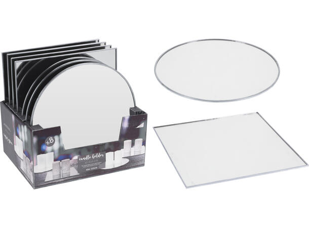 Lysfat speil blank ramme 25cm 2ass Display 8stk 25x25cm dia 25cm 