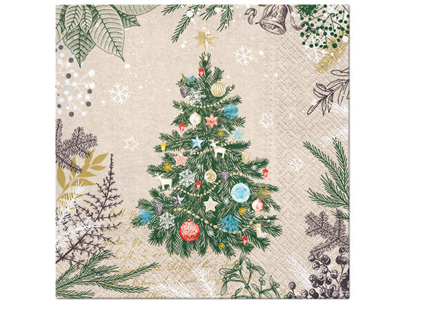 Serviett Vintage Christmas Tre Økologisk Lunsjserviett 20 stk 3-lags 33x33cm 