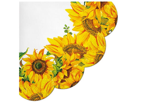 Serviett rund Dancing Sunflowers Rund 12 stk 3-lags Dia:32cm 