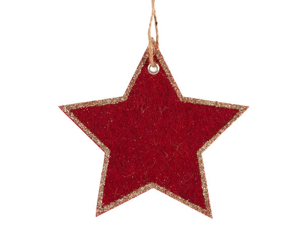 Stjerne filt rød henge 10cm s/4 Coaster Glassbrikke dekor 
