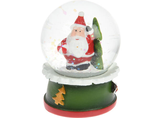 Glasskule m/snø h:6cm Julefigurer 4ass Display 12stk 