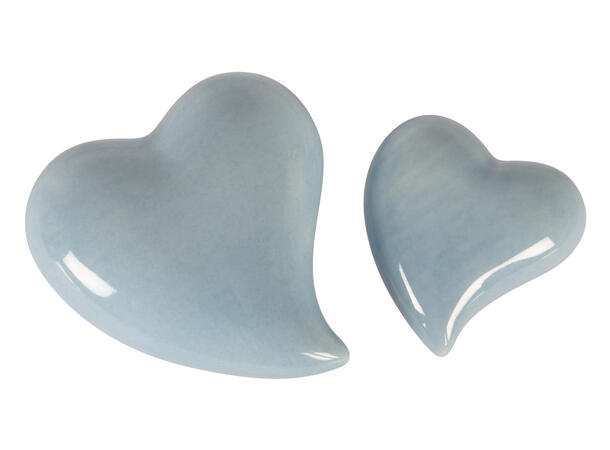 Hjerte porselen blå 6x7x3cm Forpk 12stk 