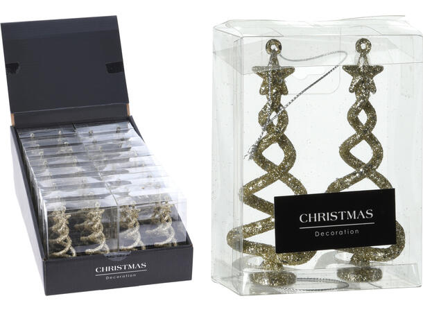 Juletre spiral henge/stå champa.gull 2st Diplay 16pk 