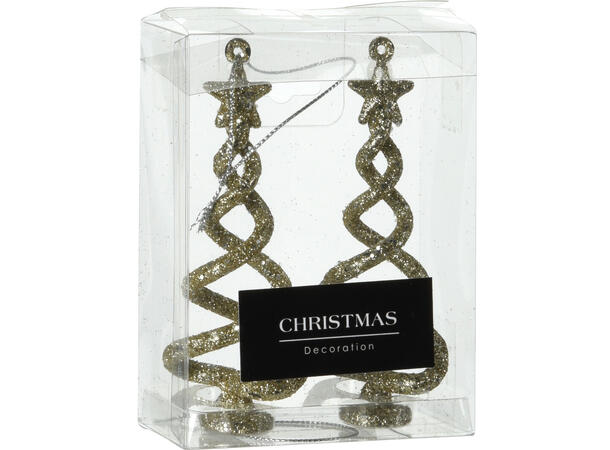 Juletre spiral henge/stå champa.gull 2st Diplay 16pk 