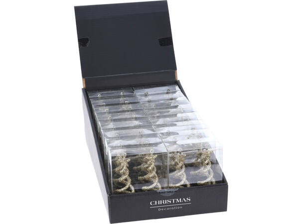 Juletre spiral henge/stå champa.gull 2st Diplay 16pk 