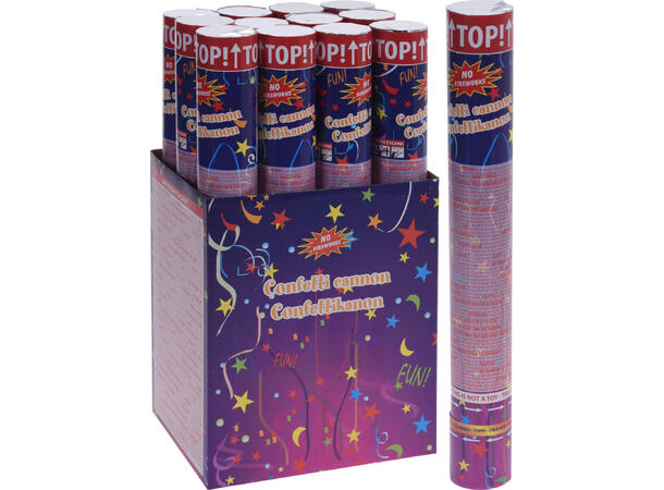 Konfetti Kanon 38cm Display m/12 ass Display 12stk 