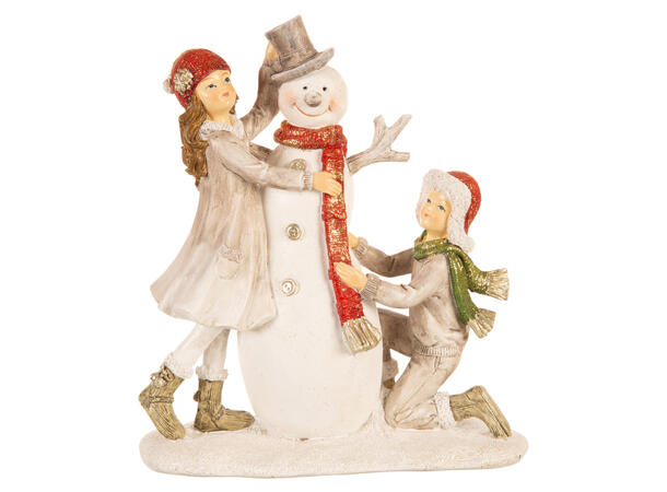 Snømann jente/gutt hvit/grå 19x8x21,5cm 