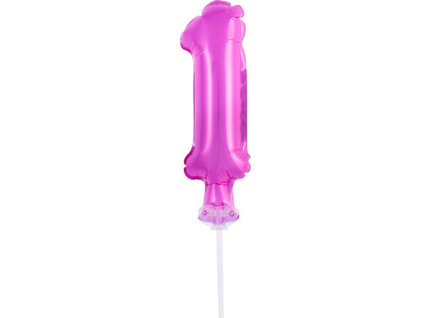 Ballong Tall 1 rosa folie 12,5cm Med pinne Til luft/helium 