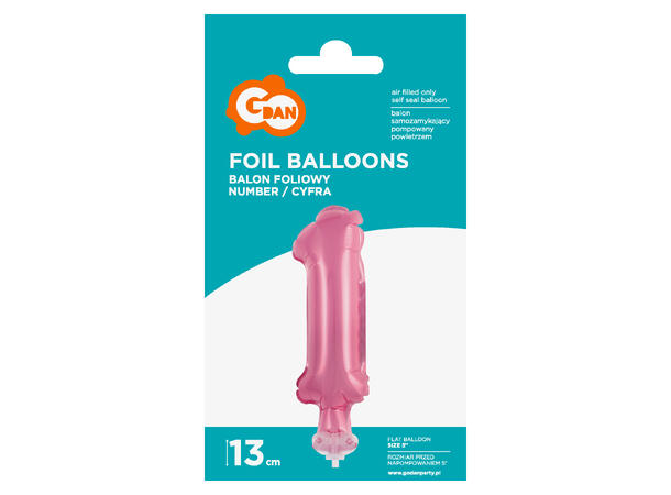 Ballong Tall 1 rosa folie 12,5cm Med pinne Til luft/helium 
