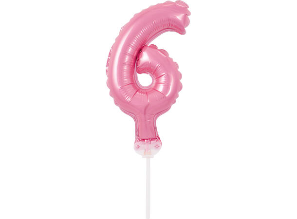 Ballong Tall 6 rosa folie 12,5cm Med pinne Til luft/helium 