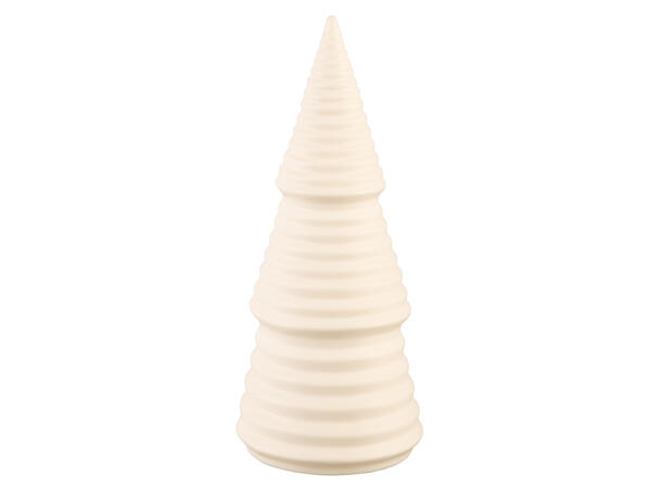 Juletre drapert matt hvit LED 8x18cm Porselen Batteri 3xLR44 inkl 