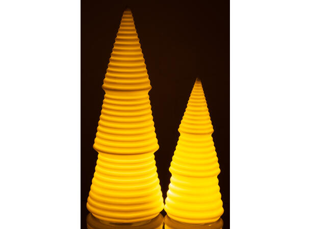 Juletre drapert matt hvit LED 8x18cm Porselen Batteri 3xLR44 inkl 