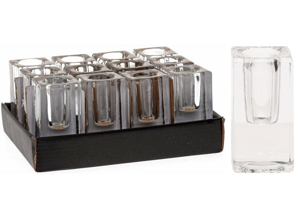 Lysestake kronelys krystall 4x8cm Display 12stk 