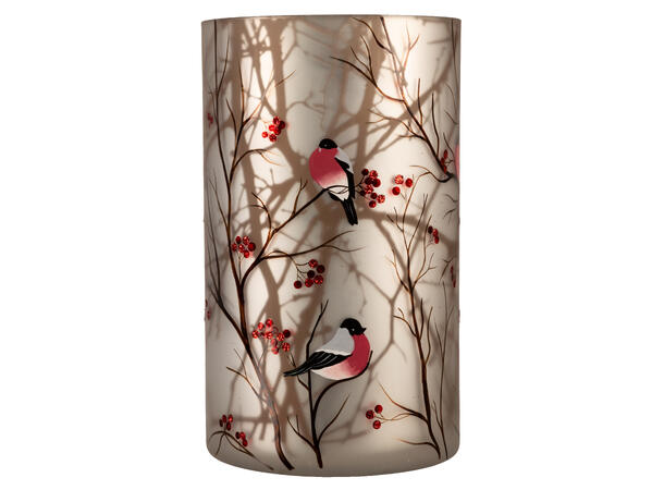 Lysglass Dompapp grå/rød 12x20cm Lysglass til kubbelys eller som vase 