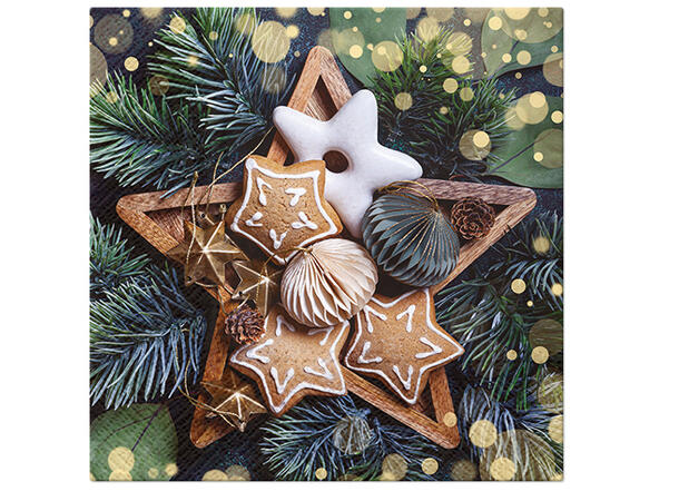 Serviett Gingerbread Stars Lunsjserviett 20 stk 3-lags 33x33cm 