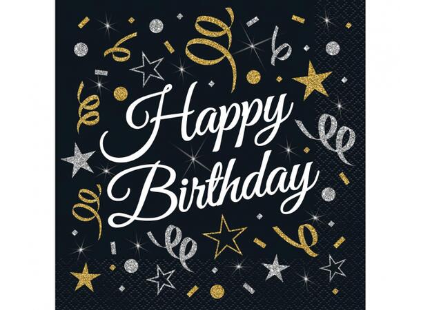 B&C Serviett Happy Birthday Lunsjserviett 20 stk 3-lags 33x33cm 