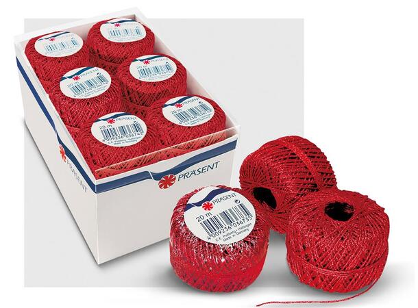 Bånd tau rull 20m rødt 2mm Display 15stk 
