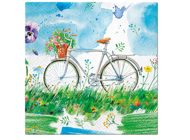 Serviett Watercolor Bicycle Lunsjserviett 20 stk 3-lags 33x33cm 