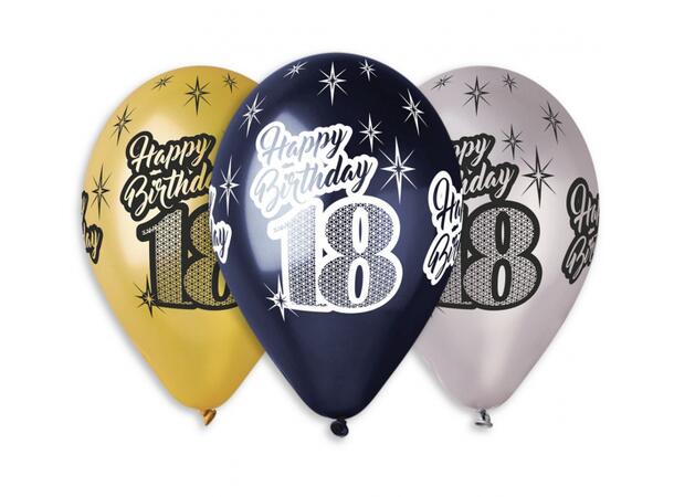 Ballong 18 år Happy Birthday 30cm 6 stk Metallic Premium Helium 