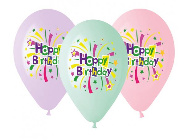 Ballong Happy Birthday ass 33cm 6 stk Premium Helium latex 