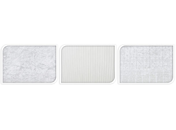 Dekorrull hvit/krem velur 28x150cm 3ass Selges i display med  21 stk 