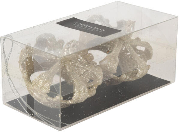 Krone lys gull m/glitter 7,5cm 2stk Display 12pk 