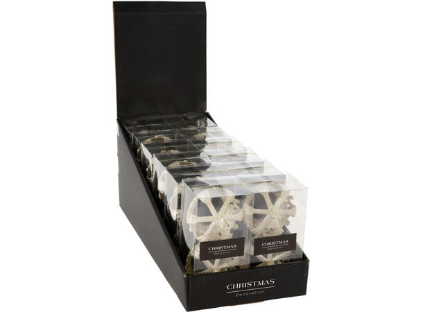 Krone lys gull m/glitter 7,5cm 2stk Display 12pk 