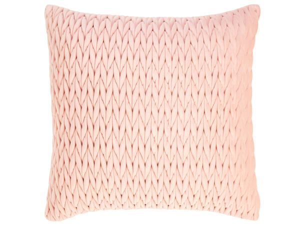 Pute 45x45cm m/trekk velur flett. l.rosa Pute fjær/dun 780gram fyllvekt 