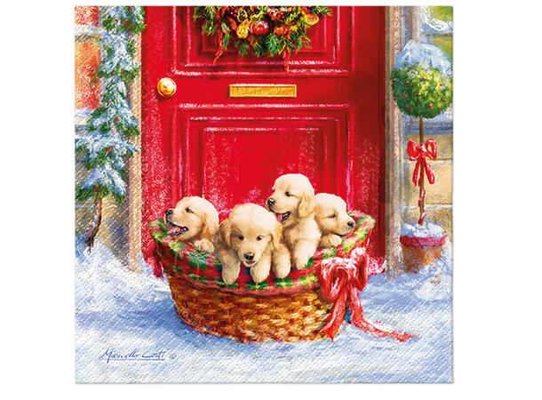 Serviett Christmas Puppies Lunsjserviett 20 stk 3-lags 33x33cm 