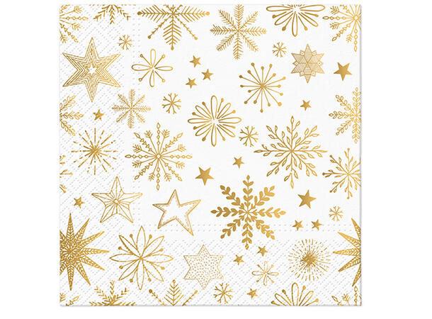 Serviett Shiny snowflakes Lunsjserviett 20 stk 3-lags 33x33cm 