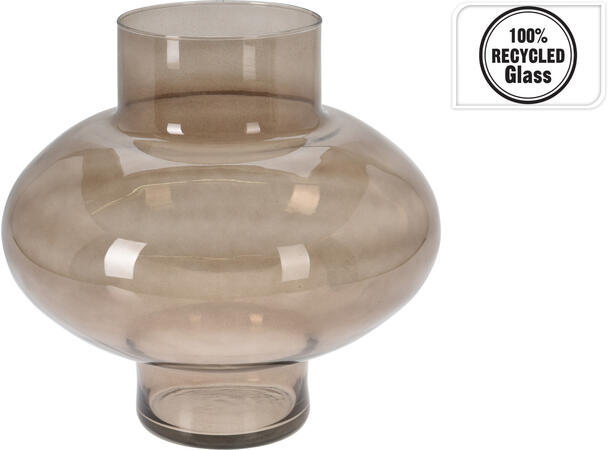Vase glass resirkulert lys brun 30x30cm 