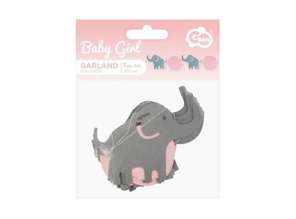 Girlander papir Elefanter rosa 200cm Baby 