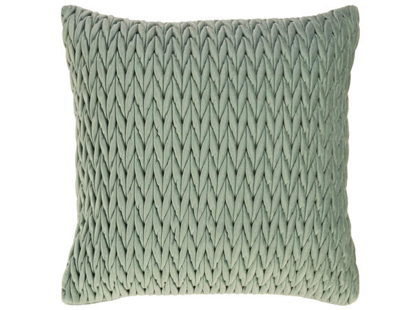 Pute 45x45cm m/trekk velur flettet grønn Pute fjær/dun 780gram fyllvekt 