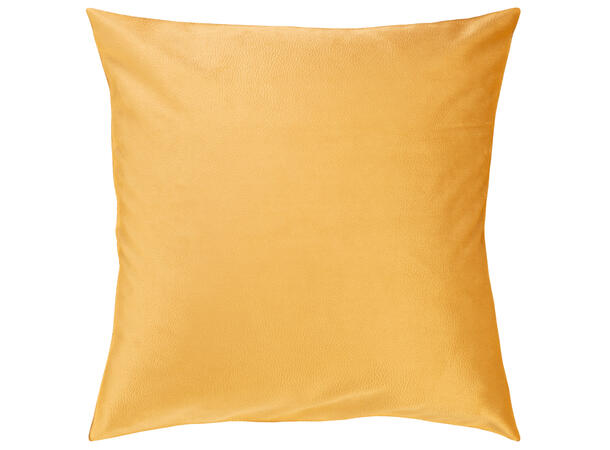 Pute 45x45cm m/trekk velur skinnlook gul Pute fjær/dun 780gram fyllvekt 