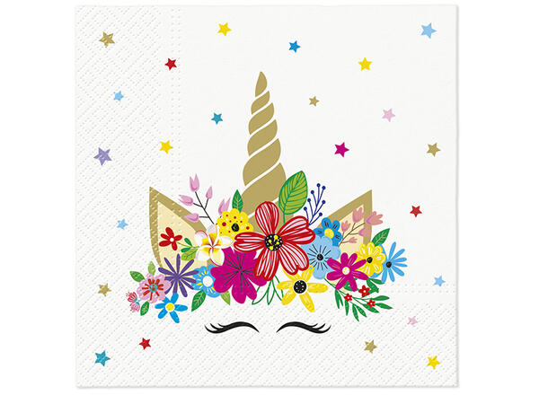 Serviett Unicorn Party Lunsjserviett 20 stk 3-lags 33x33cm 
