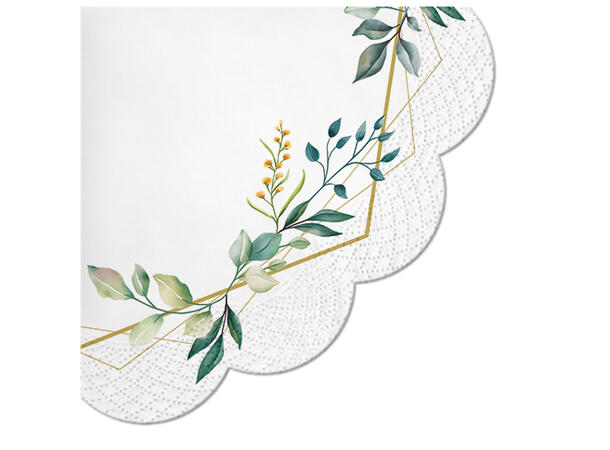 Serviett rund Leaves Frame Rund 12 stk 3-lags Dia:32cm 