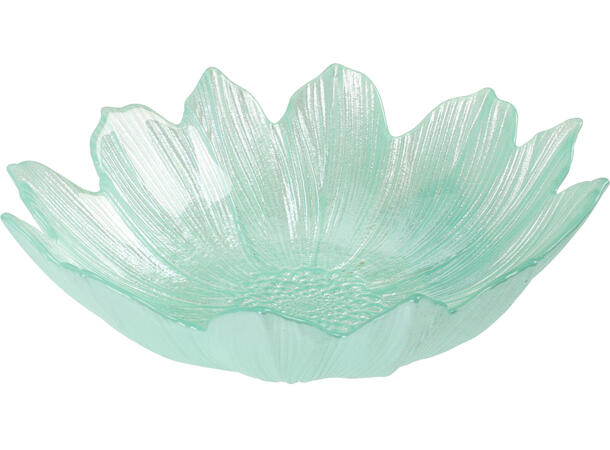 Skål blomst glass 16x4cm 4ass Forpk:16stk Rosa,gul,turkis,lilla 195gr 