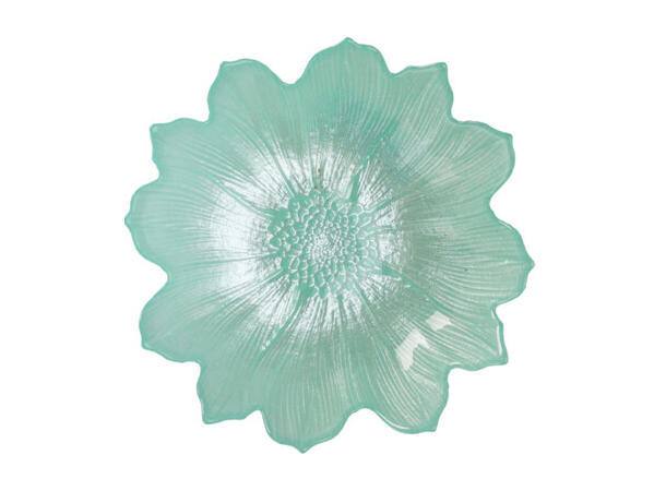 Skål blomst glass 16x4cm 4ass Forpk:16stk Rosa,gul,turkis,lilla 195gr 