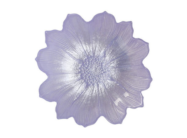 Skål blomst glass 16x4cm 4ass Forpk:16stk Rosa,gul,turkis,lilla 195gr 