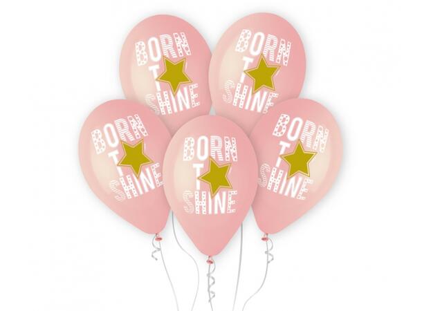 Ballong Born Shine rosa 33cm 5 stk Premium Helium latex 