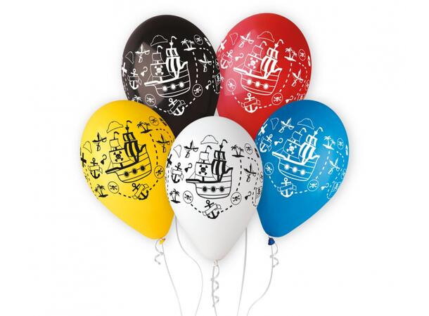 Ballong Pirat skute ass farger 33cm 5stk Premium Helium latex 