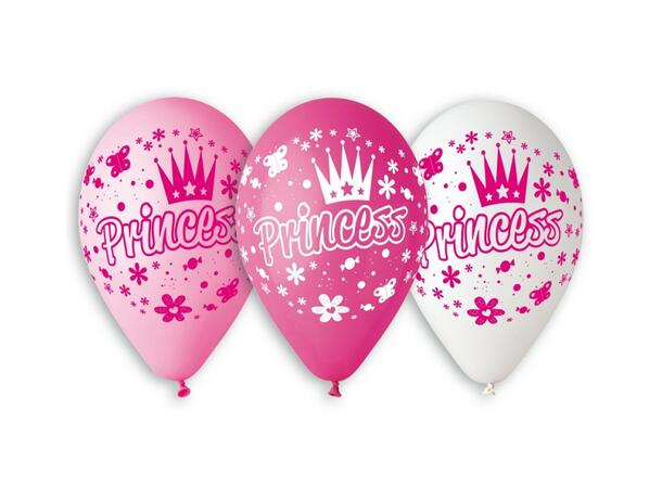 Ballong Prinsesse Rosa 30cm 5 stk Premium Helium 