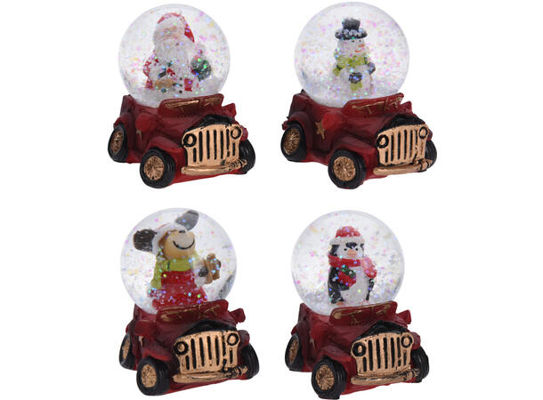 Bil snøkule 6,5x4,5cm rød 4ass Display 12stk 