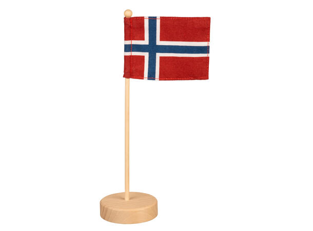Bordflagg Norge flagg h:25cm 10x7,2cm Fot/Base i tre Flagg 100 % bomull 
