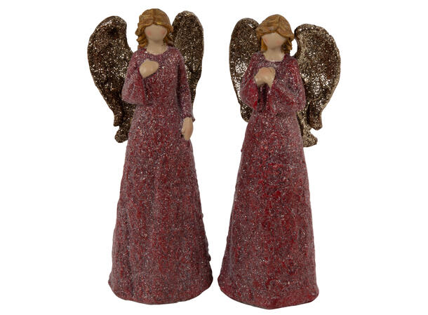 Engel rød m/ gull vinge h:16,5cm 2ass Vekt 130gr 