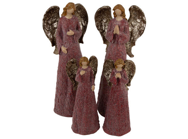 Engel rød m/ gull vinge h:16,5cm 2ass Vekt 130gr 