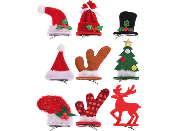 Hårpynt 5x9cm juledesign 9ass Display 72stk 