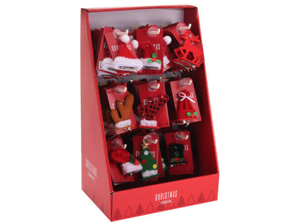 Hårpynt 5x9cm juledesign 9ass Display 72stk 