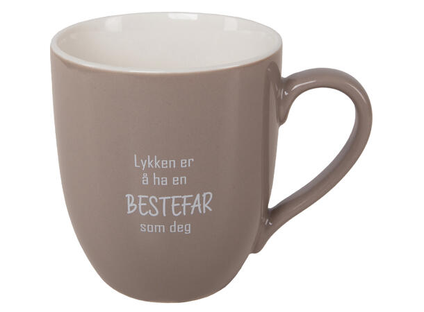 Krus Lykken...bestefar beige m/hvit 250ml 250g D:8cm H:9cm Gaveeske 
