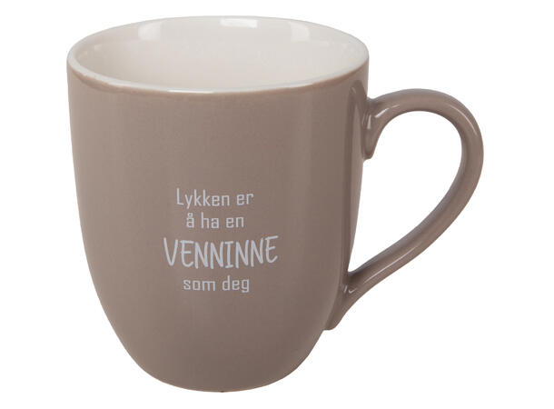 Krus Lykken...venninne beige m/hvit 250ml 250g D:8cm H:9cm Gaveeske 